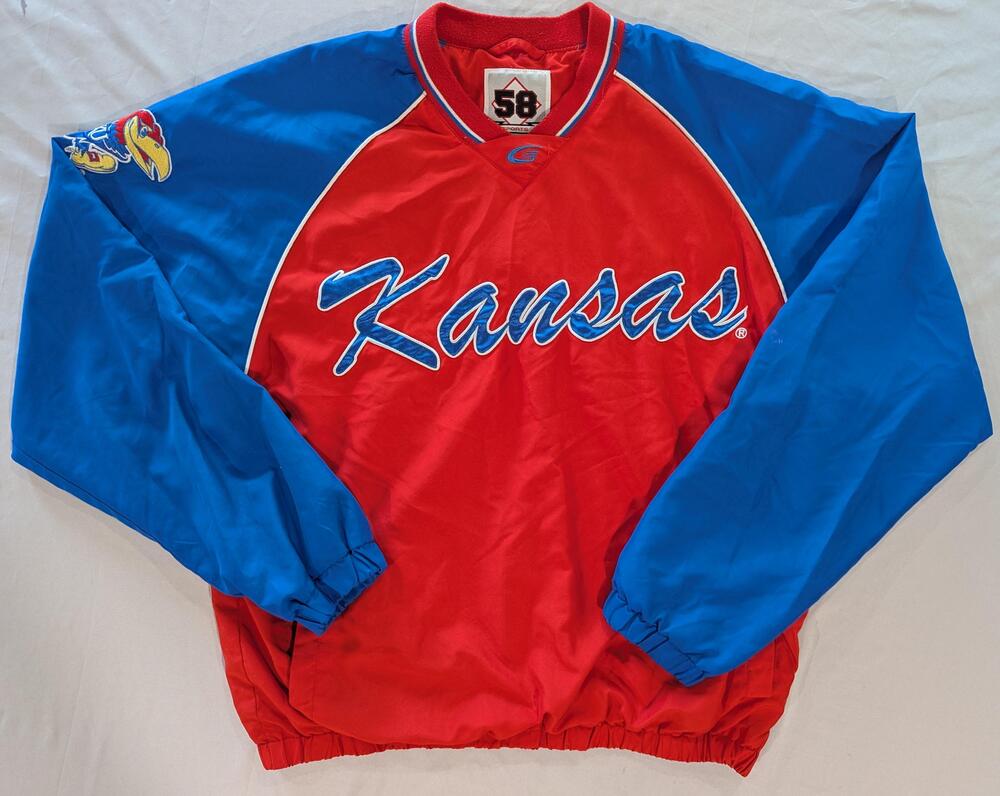 Kansas Jayhawks Jacket Mens Medium Red NCAA Basketball KU 58 Sports Pullover